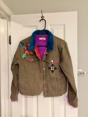 Natural Life Tara Embroidered Jacket Ash Taupe Small